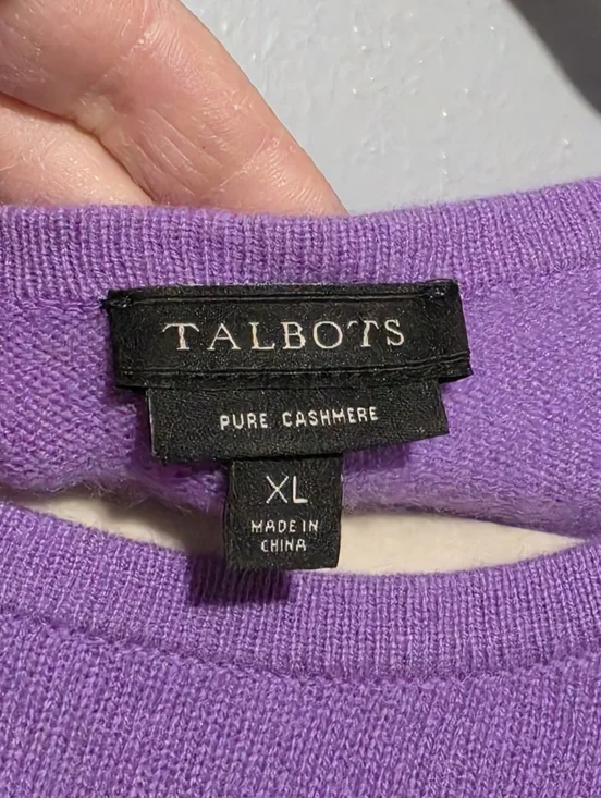TALBOTS Sweater Womens XL Purple 100% Pure Cashmere Knit Crewneck Soft Luxury - Picture 3 of 6